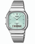 שעון Casio AQ-240E-2A אנלוגי דיגיטלי כסוף עם לוח תכלת