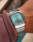 שעון Casio AQ-240E-2A אנלוגי דיגיטלי כסוף עם לוח תכלת