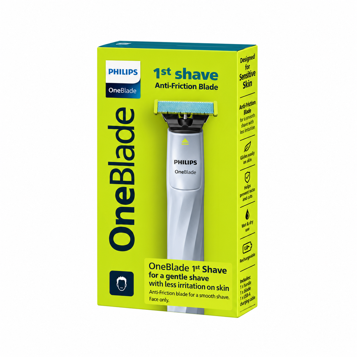 מכונת גילוח Philips OneBlade 1st Shave לעור רגיש