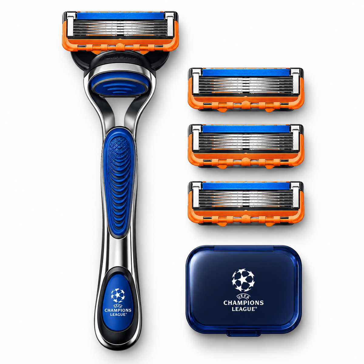 מארז גילוח Gillette Fusion5 מהדורת ליגת האלופות – ידית + 3 מחסניות
